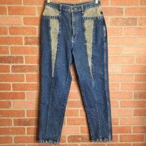 Vintage 80s Cristinas Jeans Two Tone Size 13/14 High Rise Tapered leg
